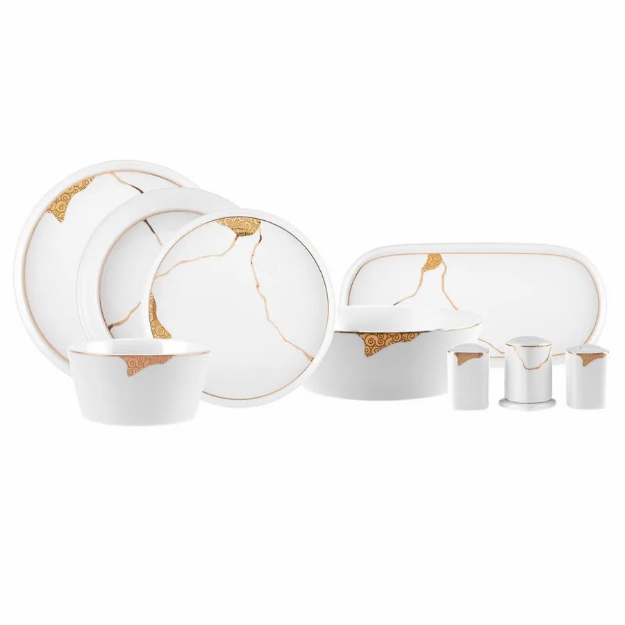 New Generation Bone China Dinner Sets | Karaca Karaca Streamline Quora 59-Piece New Generation Bone China Dinner Set For 12 People, White Multi