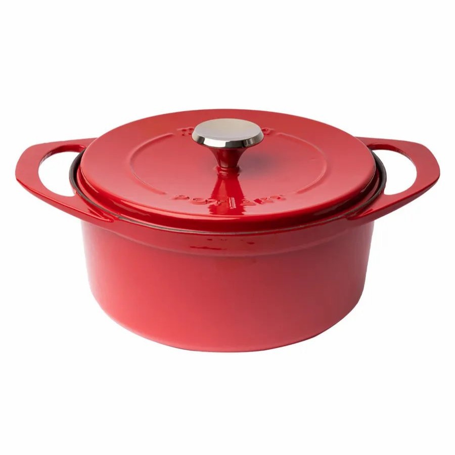 Pots | Pot Art Pot Art Cast Iron Induction Stockpot With Lid, 24Cm, Red