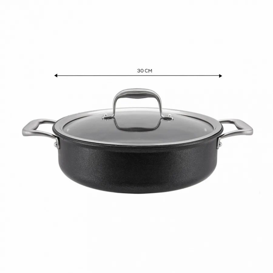 Pots | Karaca Karaca Biodiamond Pro Non-Stick Induction Shallow Casserole With Lid, 30Cm, Black