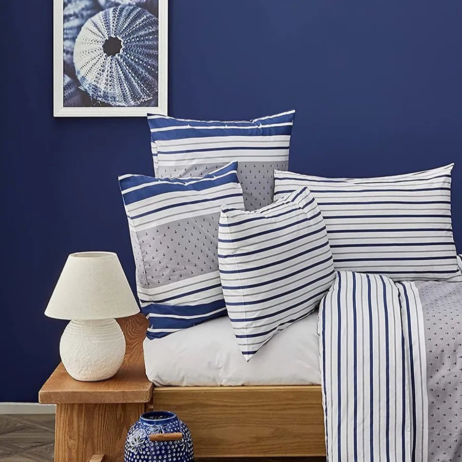 Duvet Cover Sets | Nautica Home Nautica Bornea 100% Turkish Cotton Duvet Cover Set, King, 230Cmx220Cm, Navy Blue White