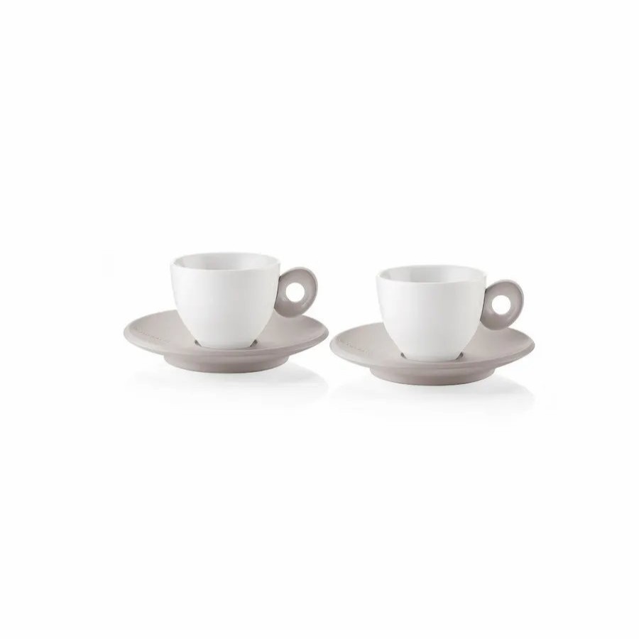 Espresso&Turkish Coffee Cup Sets | Guzzini Guzzini Everyday 4 Piece Espresso Coffee Cup For 2 People, 9Cmx12.5Cm, White Brown