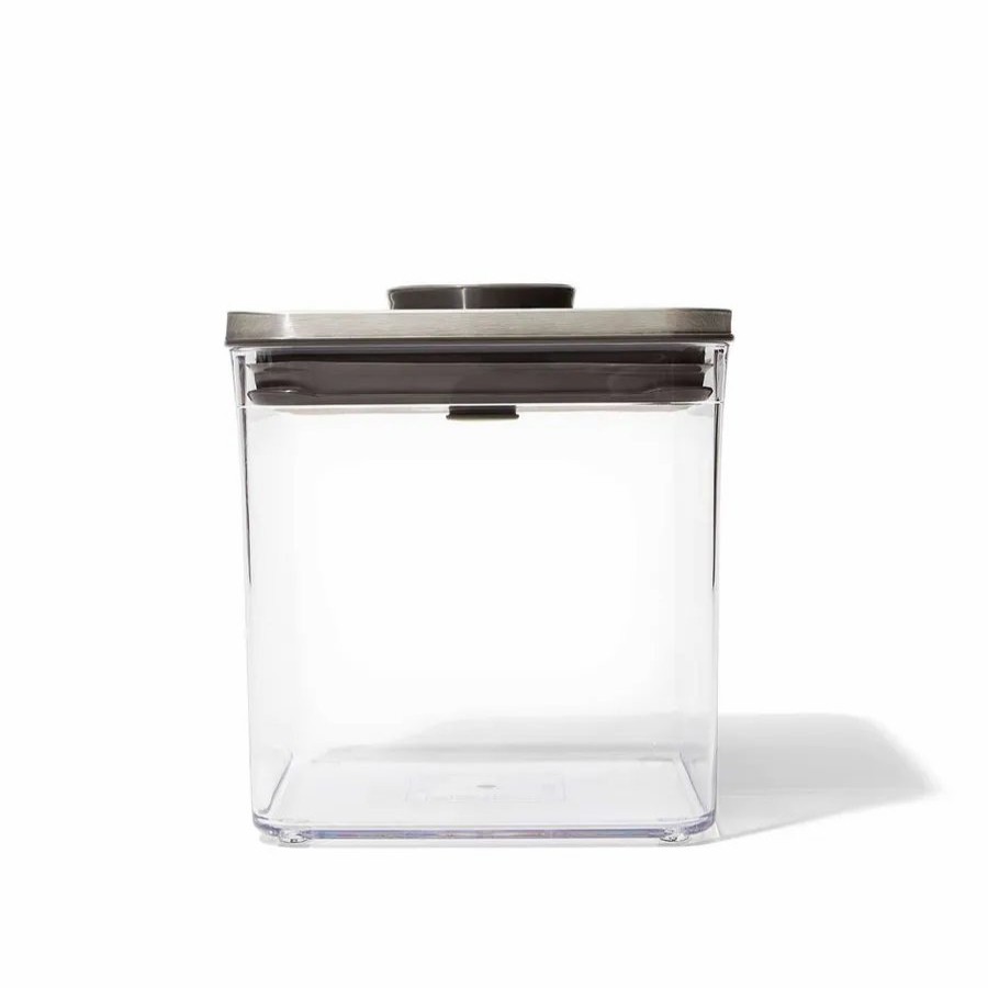 Storage Containers | Oxo Oxo Pop Stainless Steel Lid Container Big Square Short, 2.6L, Grey Transparent