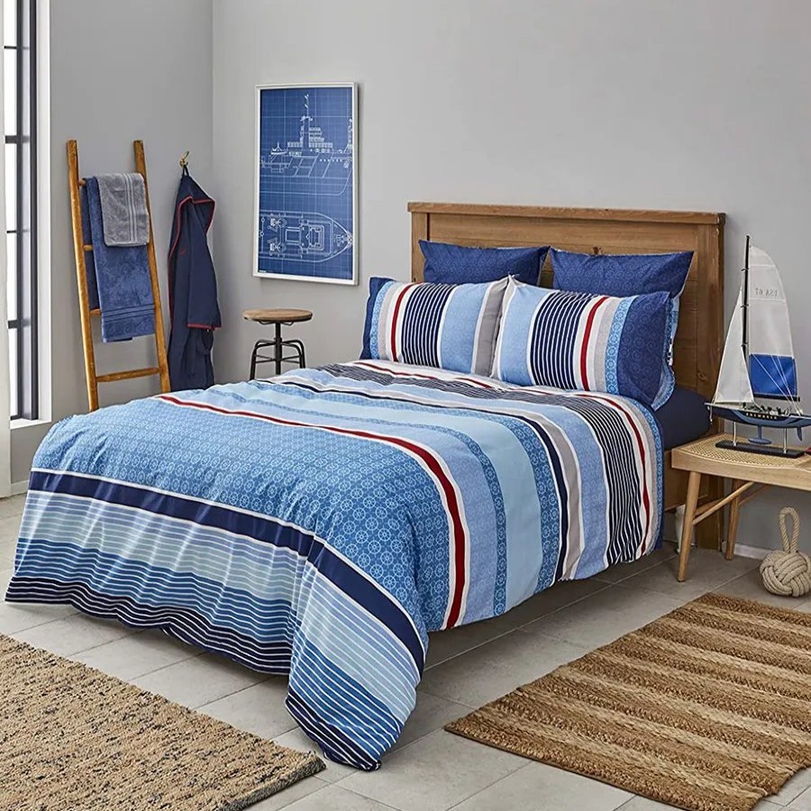 Duvet Cover Sets | Nautica Home Nautica Spinning 100% Turkish Cotton Duvet Cover Set, Double, 200Cmx200Cm, Blue Multi