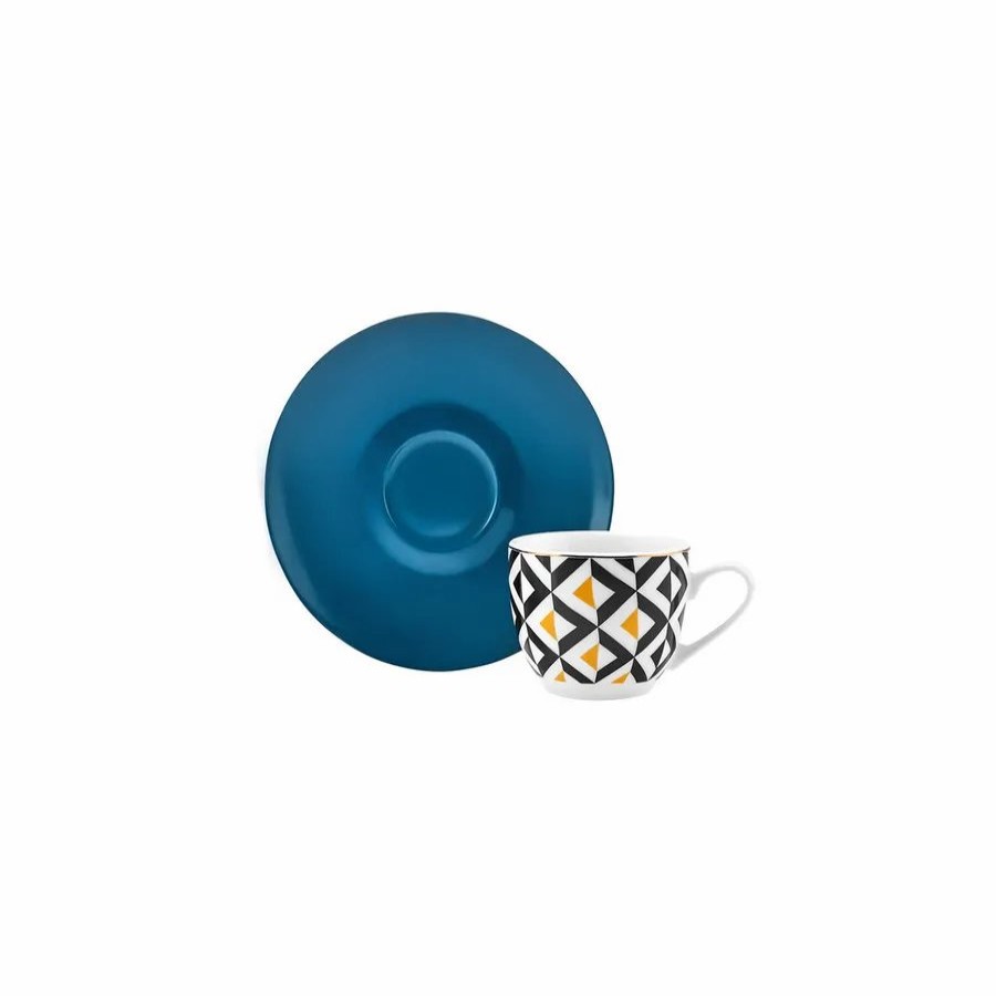 Cups & Saucers | Karaca Karaca Game 2 Piece Porcelain Espresso Turkish Coffee Cup, 90Ml, Blue Multi