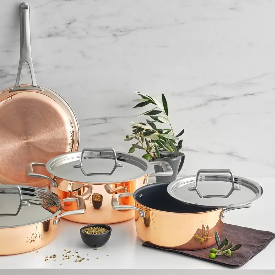 Copper Cookware | Karaca Karaca 3Ply Powersteel 7-Piece Copper Cookware Set, Copper