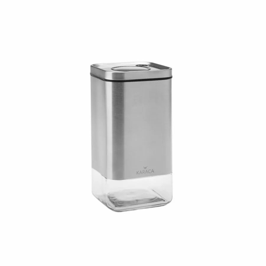 Storage Containers | Karaca Karaca Avangart Inox Glass Storage Container, Medium, Silver Transparent