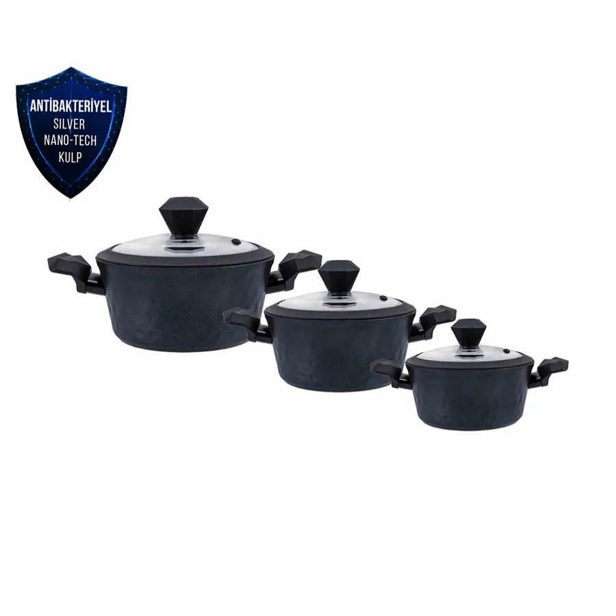 Induction Cookware | Karaca Karaca Biodiamond 6-Piece Non-Stick Antibacterial Handle Induction Cookware Set, Black