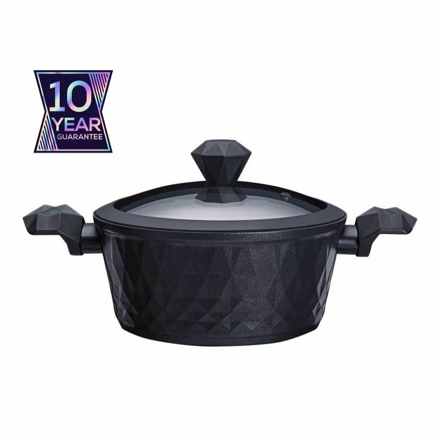 Pots | Karaca Karaca Biodiamond Non-Stick Antibacterial Handle Induction Stockpot With Lid, 24Cm, Black