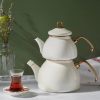 Turkish Teapots | Karaca Karaca Retro Enamel Induction Teapot Set, Cream