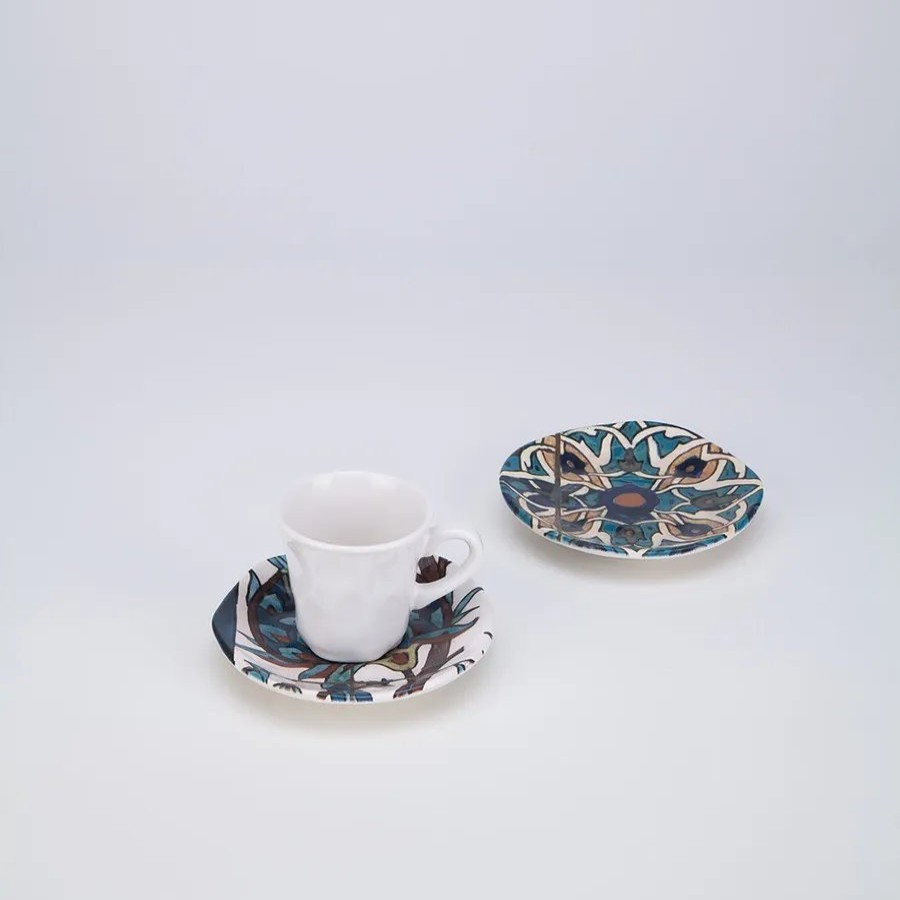 Espresso&Turkish Coffee Cup Sets | Karaca Karaca Refika 4 Piece Ceramic Espresso Turkish Coffee Cup Set For 2 People, White Multi