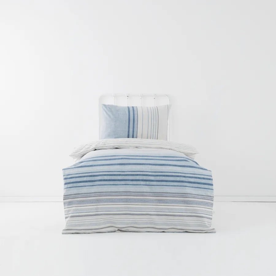 Duvet Cover Sets | Karaca Home Karaca Home Aspen 100% Turkish Cotton Duvet Cover Set, Single, White Blue