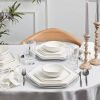 New Generation Bone China Dinner Sets | Karaca Karaca Streamline Geo 12-Piece New Generation Bone China Dinner Set For 4 People, White Platinum