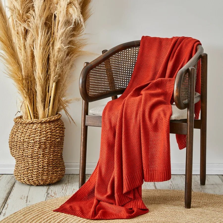 Throws & Blankets | Karaca Home Karaca Home Double Seed Stitch Throw, 130Cmx170Cm, Terra Cotta