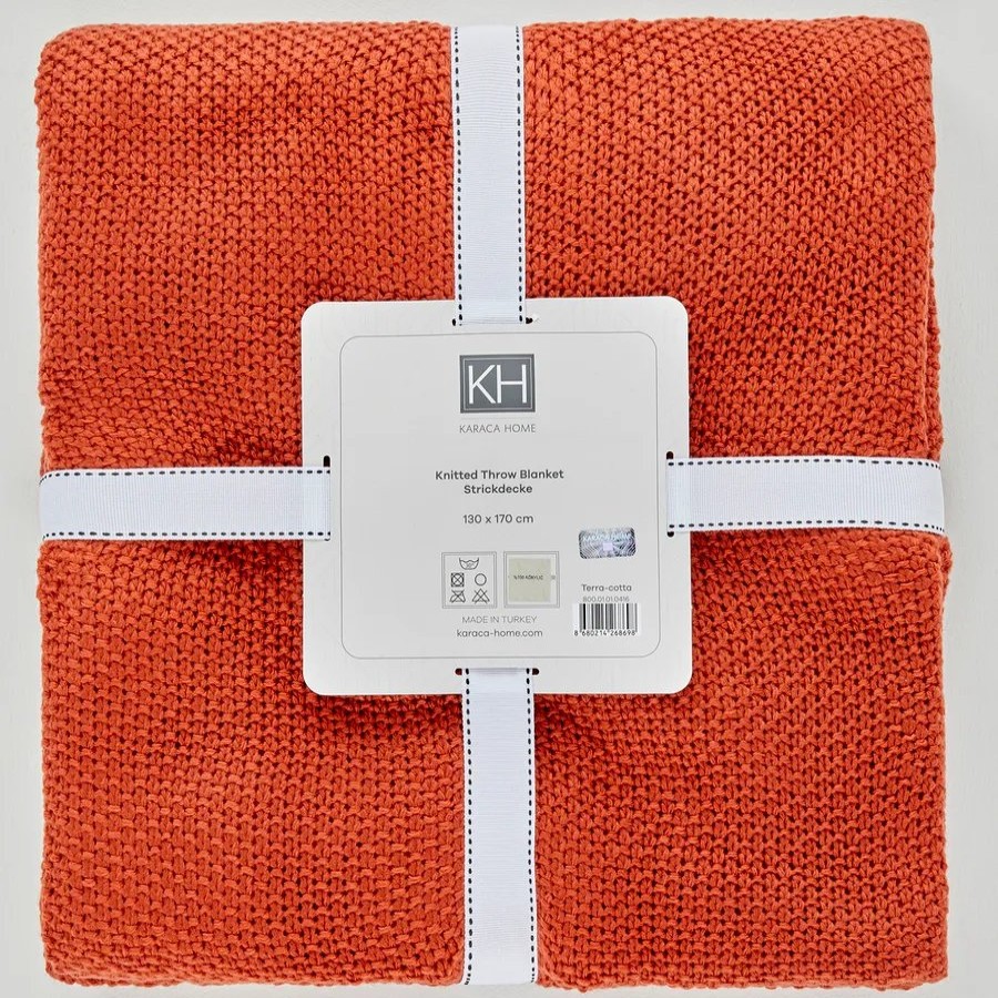 Throws & Blankets | Karaca Home Karaca Home Double Seed Stitch Throw, 130Cmx170Cm, Terra Cotta