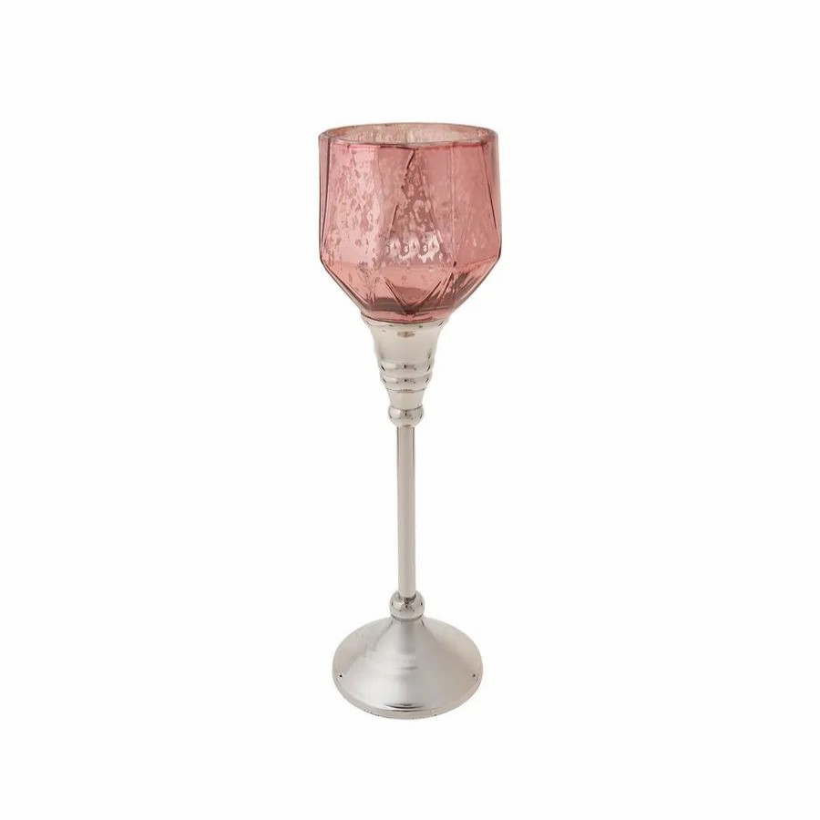 Candle Holder | Karaca Karaca Lucca Tealight Candlestick, 28Cm, Pink Silver