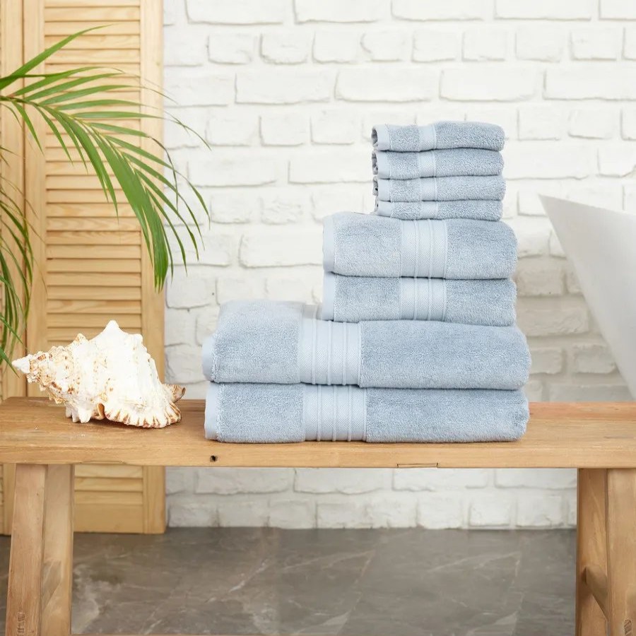 Towel Sets | Karaca Karaca Home 100% Turkish Cotton Towel Set, 8 Piece, Blue