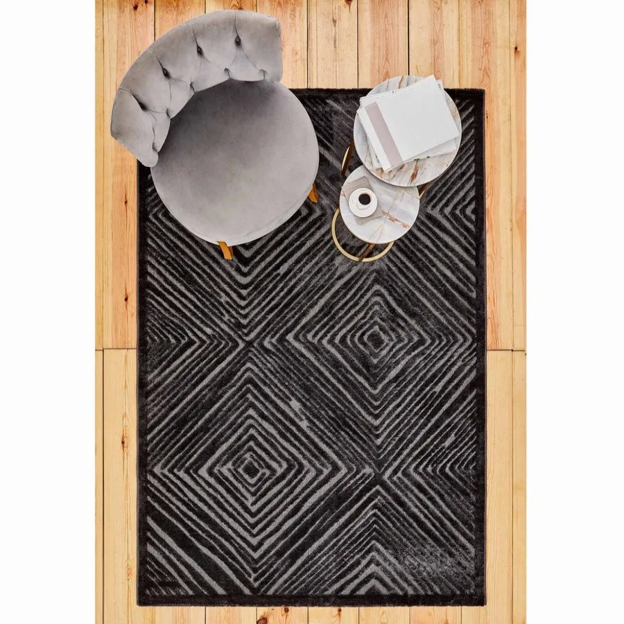 Scandinavian Rugs | Kasmir Rugs Kasmir Rugs 724 Scandinavian Rollo Rug, 120Cmx180Cm, Black Grey