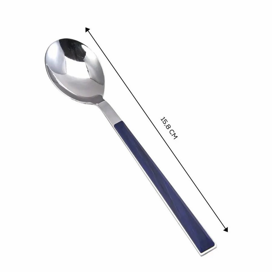 Mix And Match Cutlery | Karaca Karaca Salzburg Stainless Steel Dessert Spoon, 15.8Cm, Indigo Silver