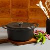 Pots | Pot Art Pot Art Cast Iron Induction Stockpot With Lid, 24Cm, Black