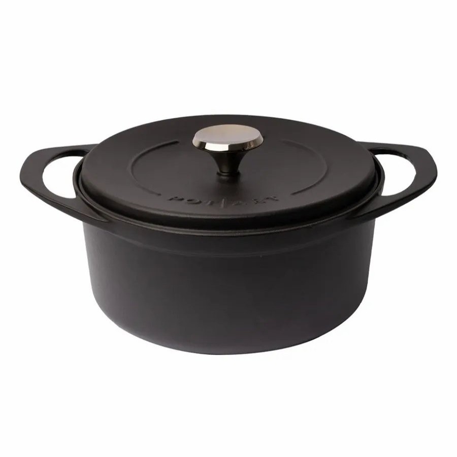 Pots | Pot Art Pot Art Cast Iron Induction Stockpot With Lid, 24Cm, Black