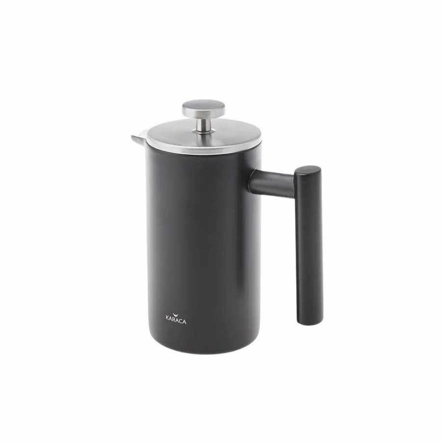 French Press | Karaca Karaca Stainless Steel Double Wall French Press, 1000Ml, Matte Black Silver