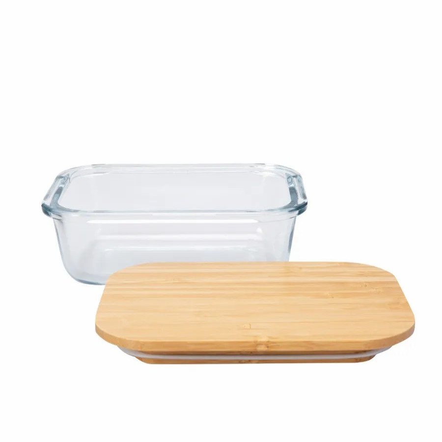 Storage Containers | Karaca Karaca Karya Glass Rectangle Storage Container, 370Ml, Wood Transparent