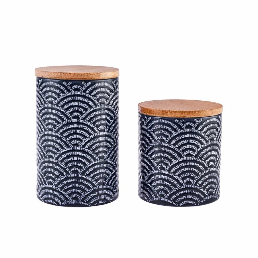 Storage Jars | Karaca Karaca Luffy 2 Piece Ceramic Storage Jar Set, Blue Multi