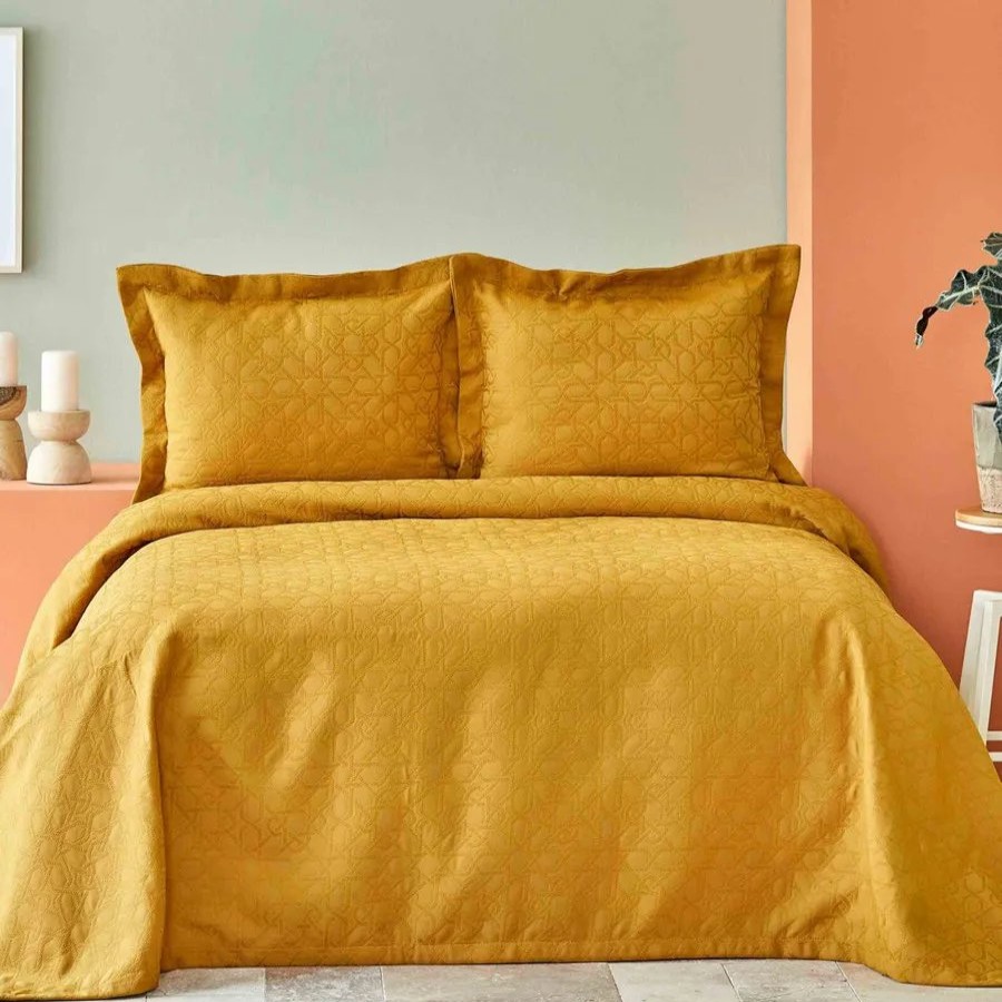 Bedspreads | Karaca Home Karaca Home Back To Basic Bedspread Set, Single, Light Mustard