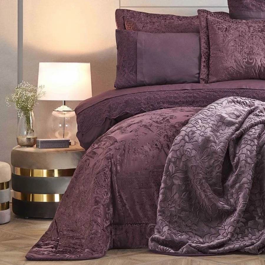 Bedding Sets | Karaca Home Karaca Home Valeria Best Bedding Set With Bed Sheet, 8 Piece, Double, Plum