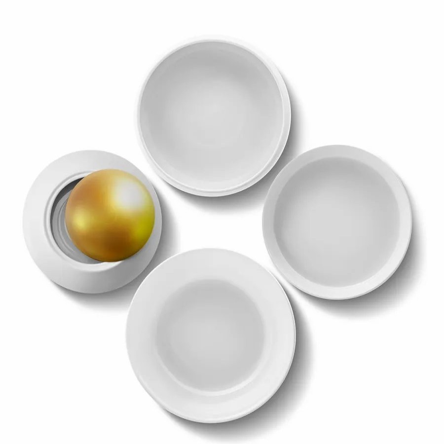 Bowls | Karaca Karaca X Sariyer Design Sphere 4 Piece Porcelain Snack Bowl With Lid, White Gold