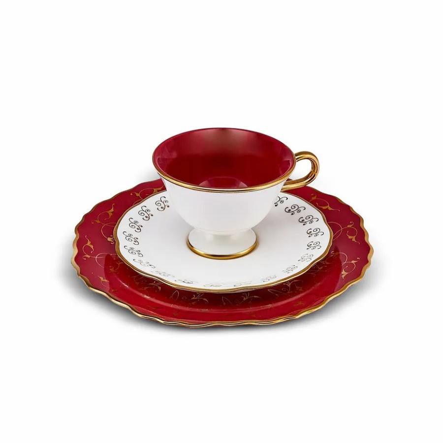 Tea Set | Karaca Karaca 100Th Anniversary Of The Turkish Republic Tulu 6 Piece Porcelain Tea Cup And Saucer Set With Side Plate For 2 People, 140Ml, White Multi