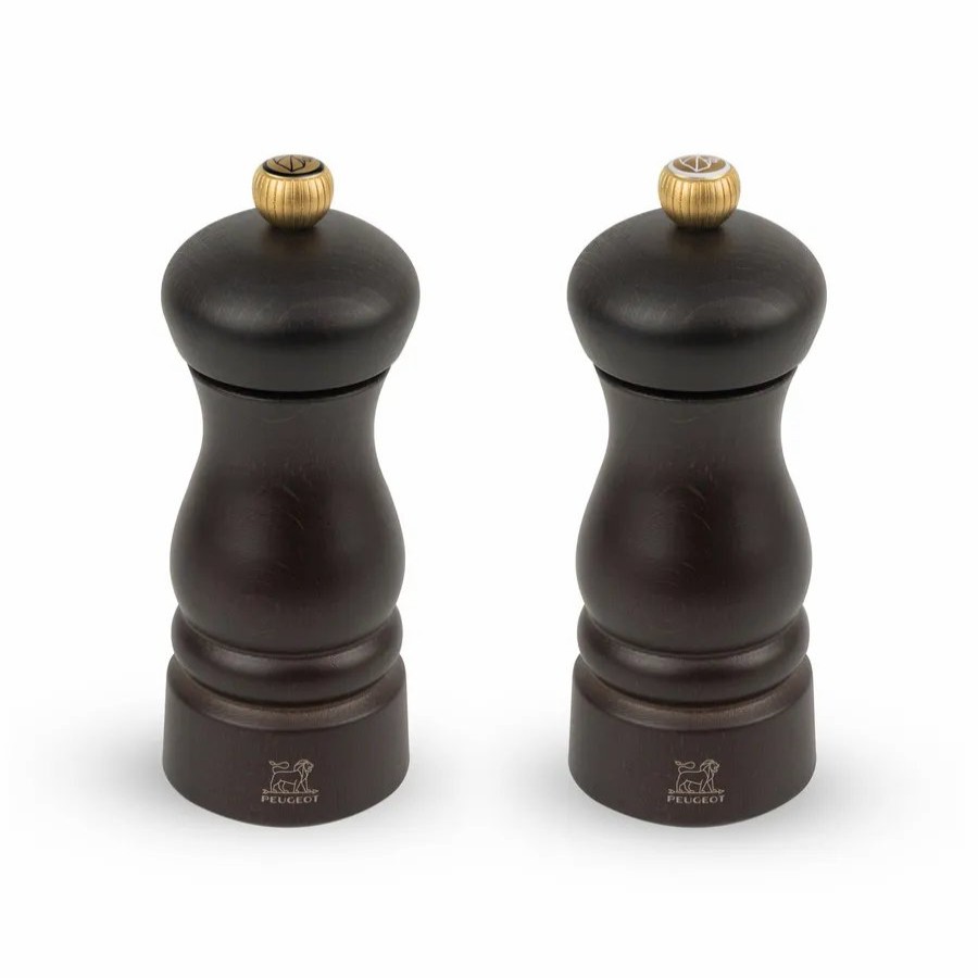 Salt And Pepper Grinders | Peugeot Peugeot Clermont 2 Piece Salt And Pepper Grinder, 13Cm, Chocolate