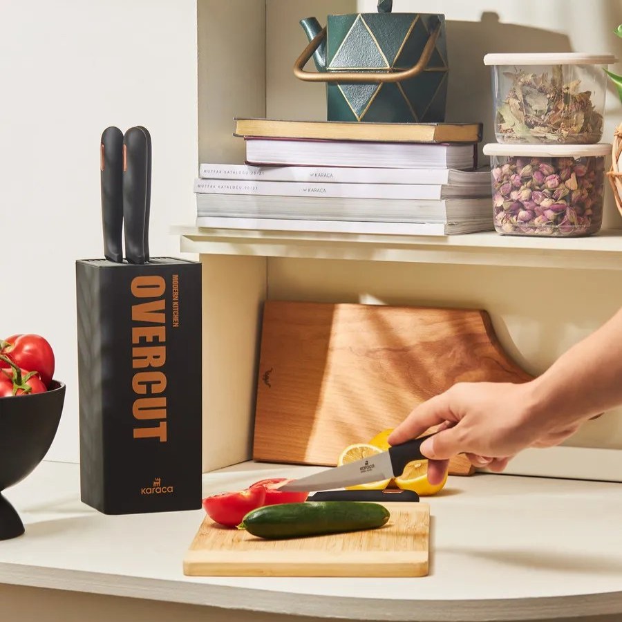 Knife Block Sets | Karaca Karaca Overcut 5 Piece Knife Block Set, Black