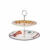 Serving Platters | Karaca Karaca Paye Seljuk Collection Porcelain 2-Tier Cake Stand, 17Cm, Red Multi