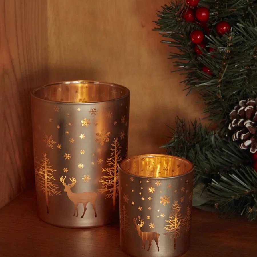 Candle Holder | Karaca Home Karaca New Year Christmas Helena Glass Candle Holder, 10Cmx12.5Cm, Gold