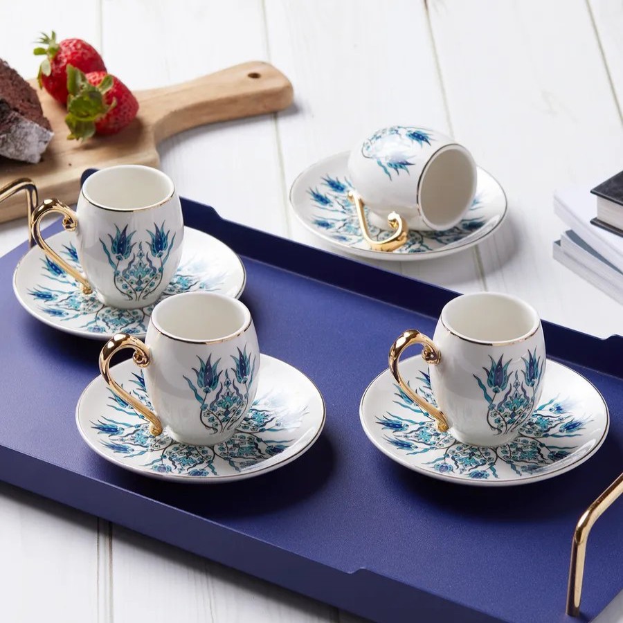 Espresso&Turkish Coffee Cup Sets | Karaca Karaca Iznik 12 Piece Porcelain Porcelain Espresso Turkish Coffee Cup Set Of 6, 80Ml, Multi