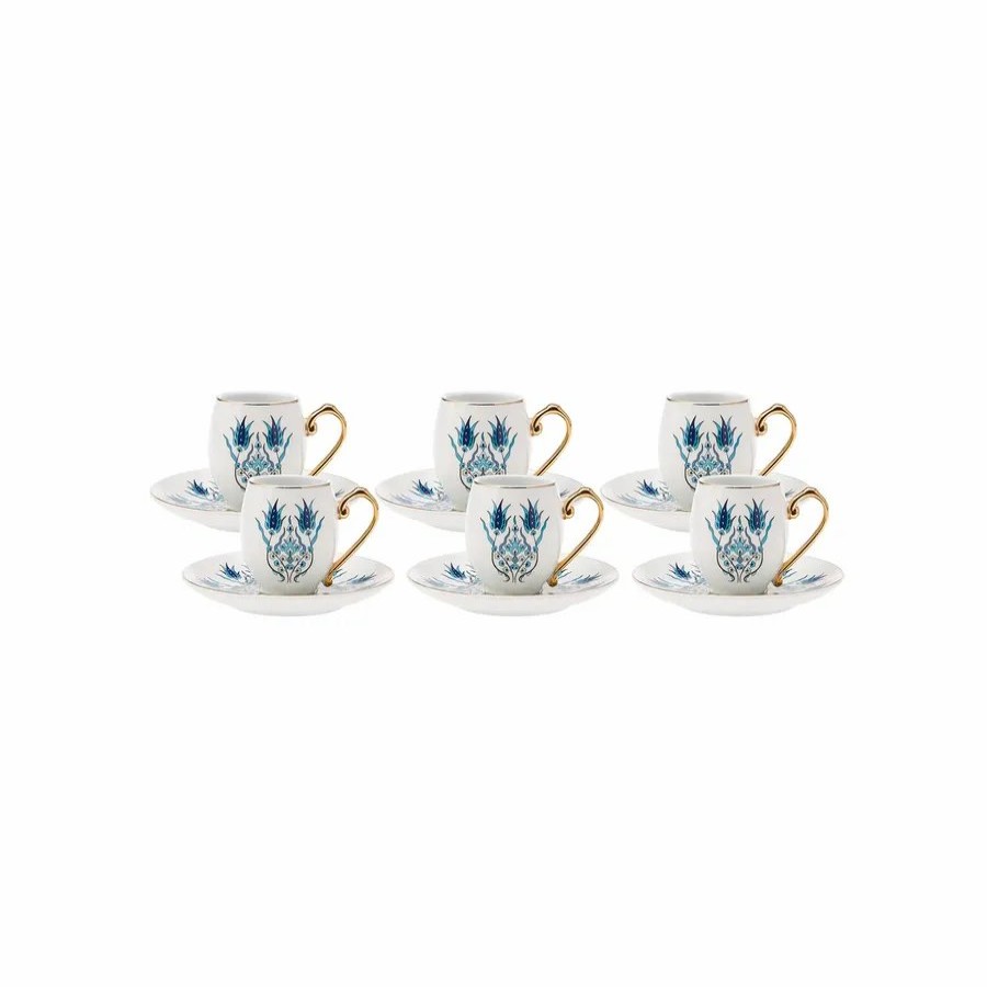 Espresso&Turkish Coffee Cup Sets | Karaca Karaca Iznik 12 Piece Porcelain Porcelain Espresso Turkish Coffee Cup Set Of 6, 80Ml, Multi