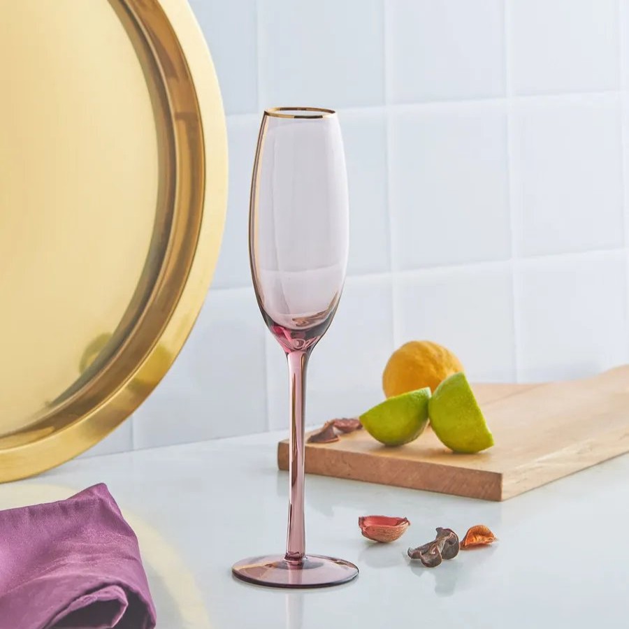 Wine And Champagne Glasses | Karaca Karaca Azalea Champagne Glass, 220Ml, Purple Gold Transparent