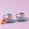 Espresso&Turkish Coffee Cup Sets | Karaca Karaca Flamingo 4 Piece Porcelain Espresso Turkish Coffee Cup Set For 2 People, 90Ml, Pink Multi