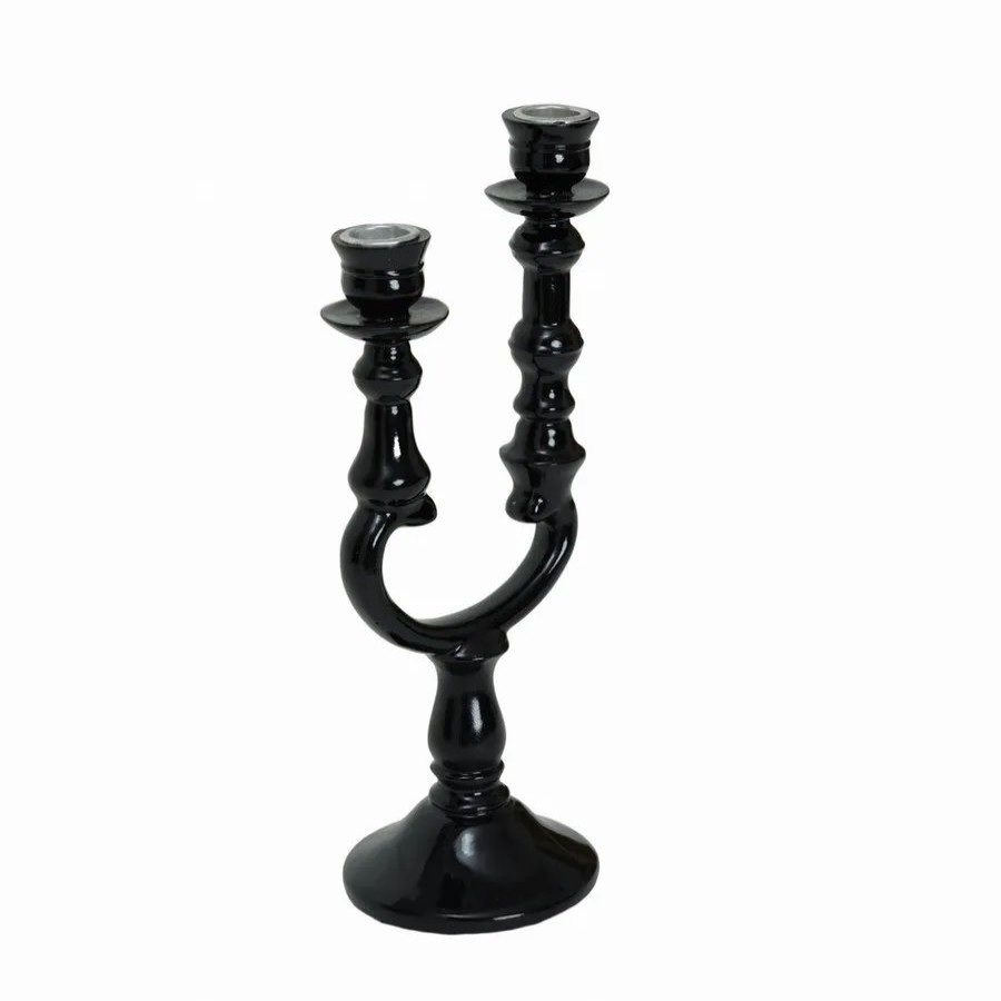 Candle Holder | Karaca Home Karaca Home Pop-Art 2 Arm Candlestick, 12.7Cmx10Cmx28.5Cm, Black