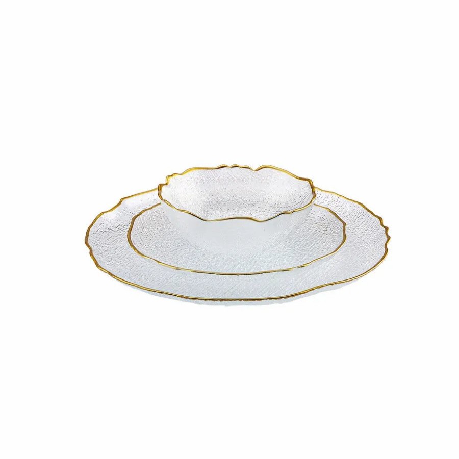 Glass Dinner Sets | Karaca Karaca Milanda 12-Piece Glass Dinner Set For 4 People, Transparent Gold