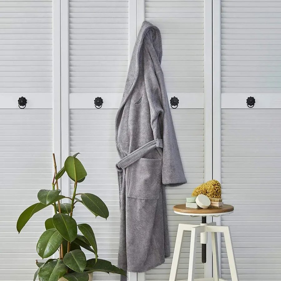 Bathrobes | Nautica Home Nautica Home Crew 100% Turkish Cotton Bathrobe, Small, Grey