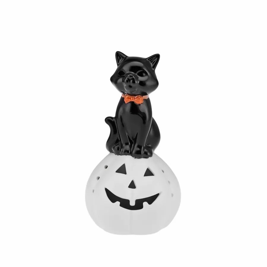 Ornaments | Karaca Karaca Halloween Ceramic Led Light Trinket, 20Cm, White Black