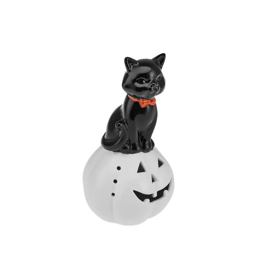 Ornaments | Karaca Karaca Halloween Ceramic Led Light Trinket, 20Cm, White Black