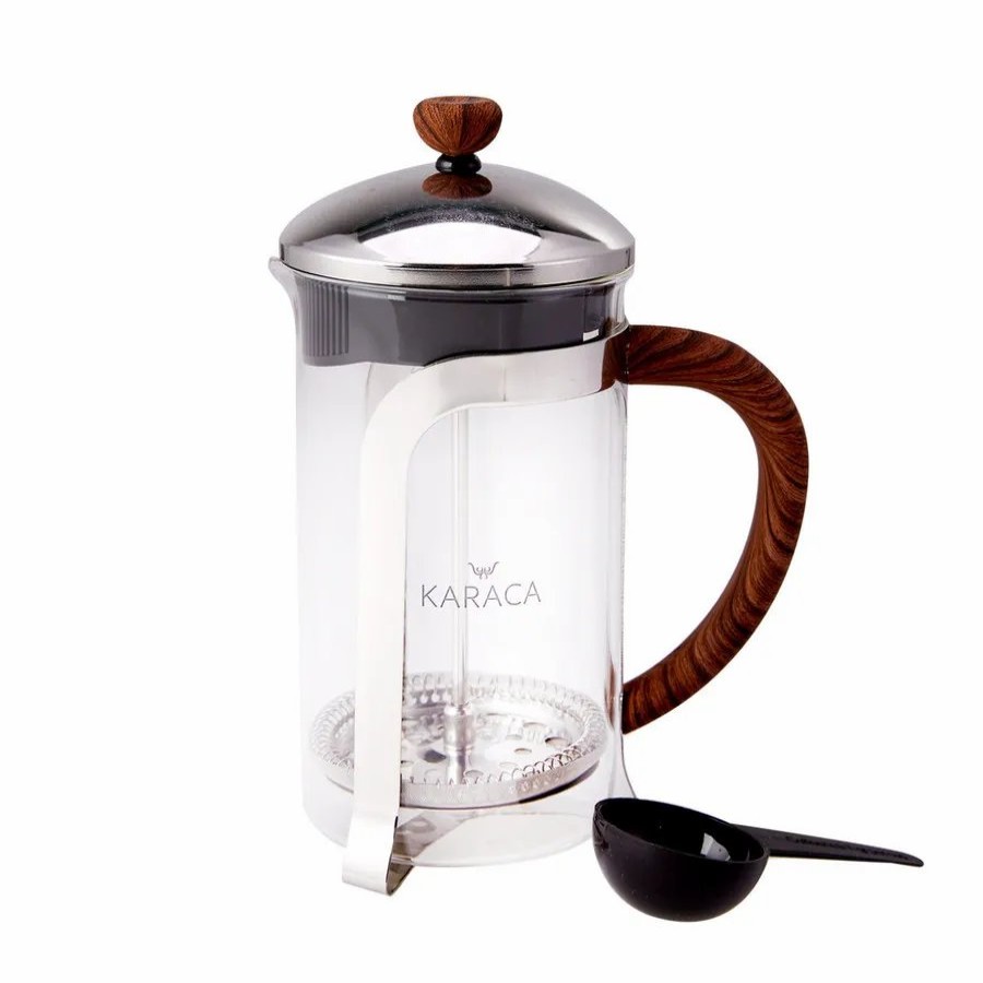 French Press | Karaca Karaca Coffee Bean Glass French Press, 600Ml, Brown Transparent Silver