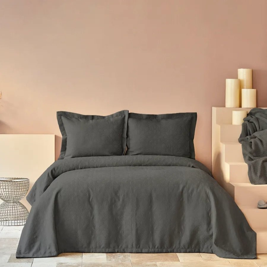 Bedspreads | Karaca Home Karaca Home Back To Basic Bedspread Set, Single, Anthracite