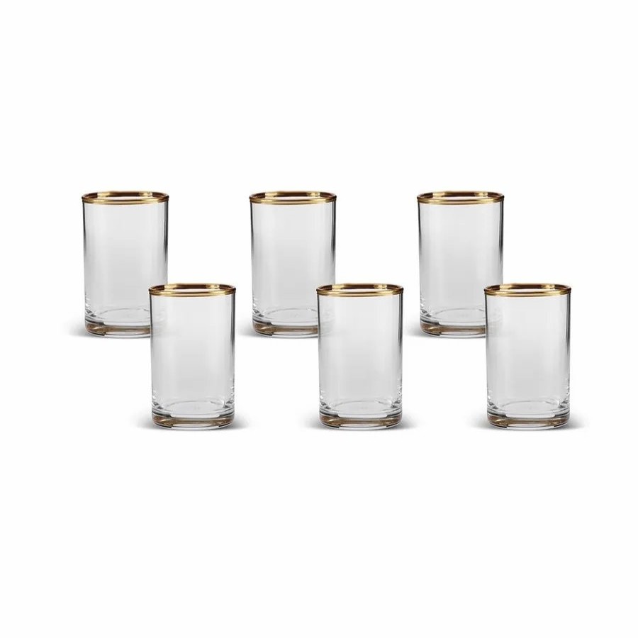 Coffee Glasses | Karaca Karaca Gizem 6 Piece Glass Small Water Glass Set, Transparent Gold