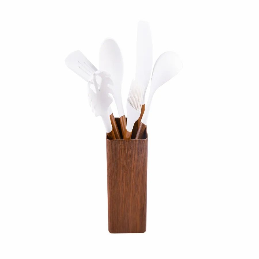 Kitchen Utensils | Karaca Karaca Foolproof 6 Piece Kitchen Utensil Set With Block, Wood White