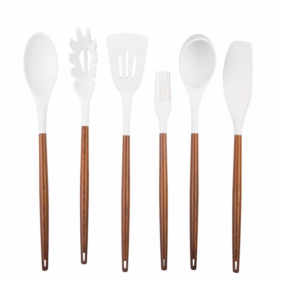 Kitchen Utensils | Karaca Karaca Foolproof 6 Piece Kitchen Utensil Set With Block, Wood White