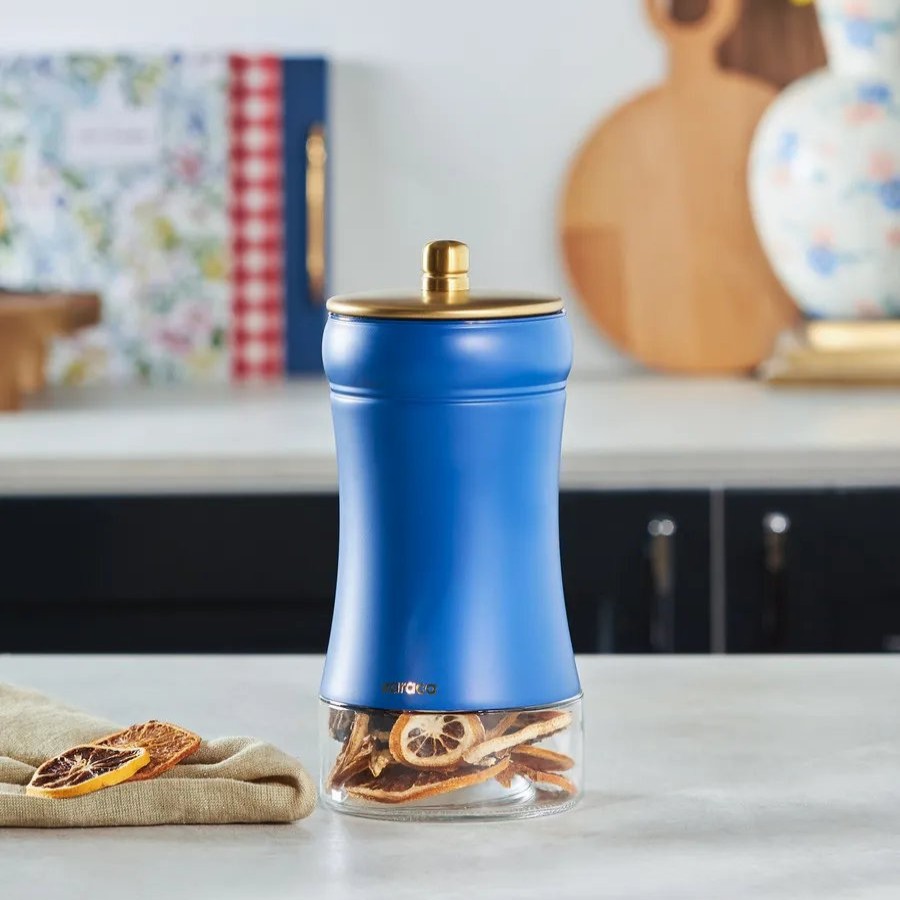 Storage Jars | Karaca Karaca Blue Berry Glass Storage Jar, Medium, Blue Gold